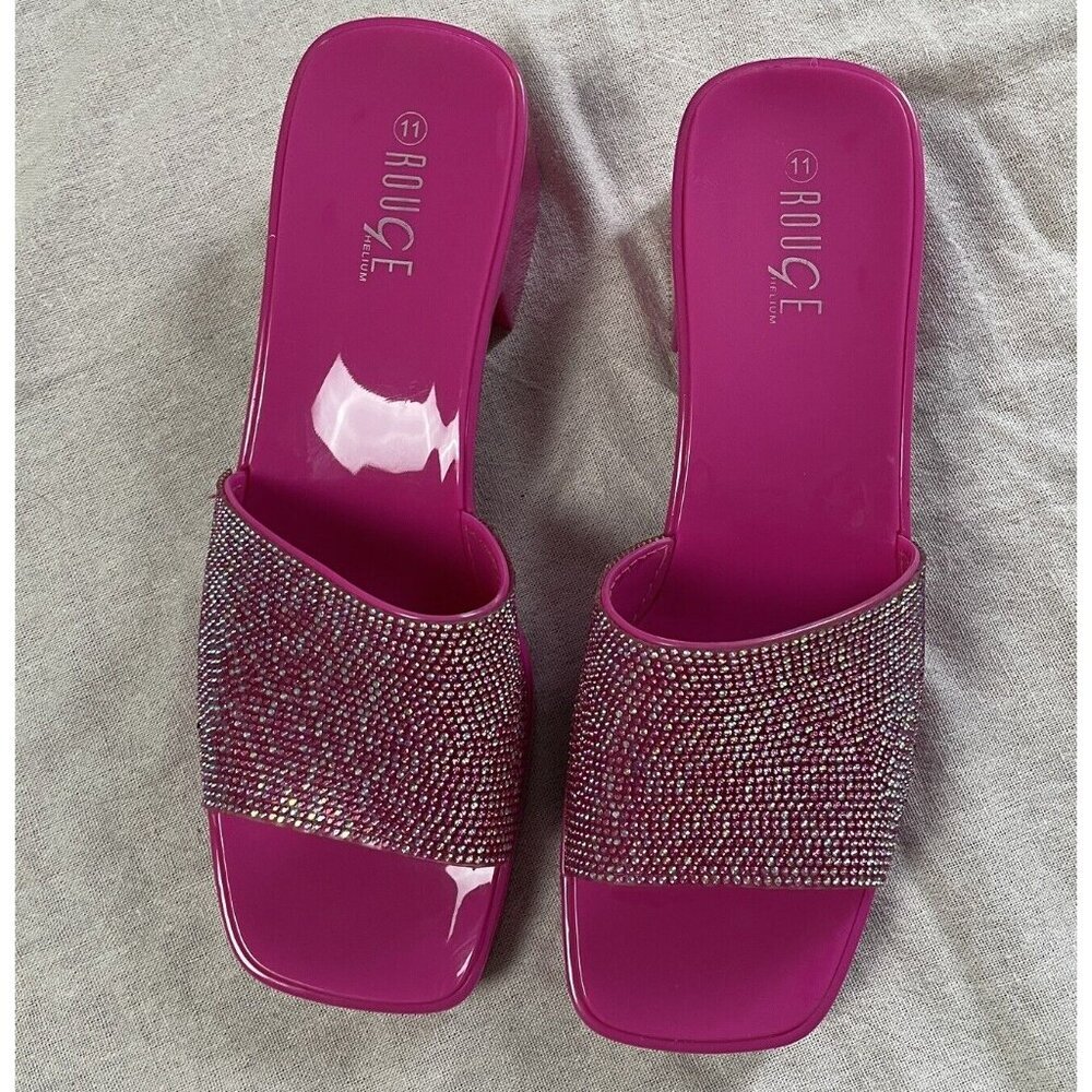 Rouge Helium Hot Pink Stud Embellished Slip On Sandal Womens 11 Barbiecore Y2K - Picture 2 of 11